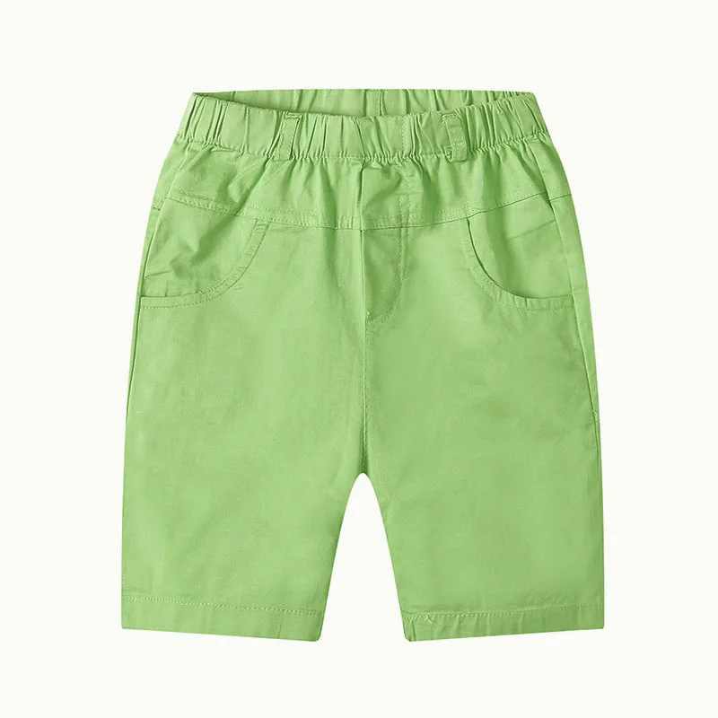 Summer Boys Shorts Solid Color Children's Cargo Pants Teenager School Capris Woven Baby Casual Pants Kids Trousers Clothing