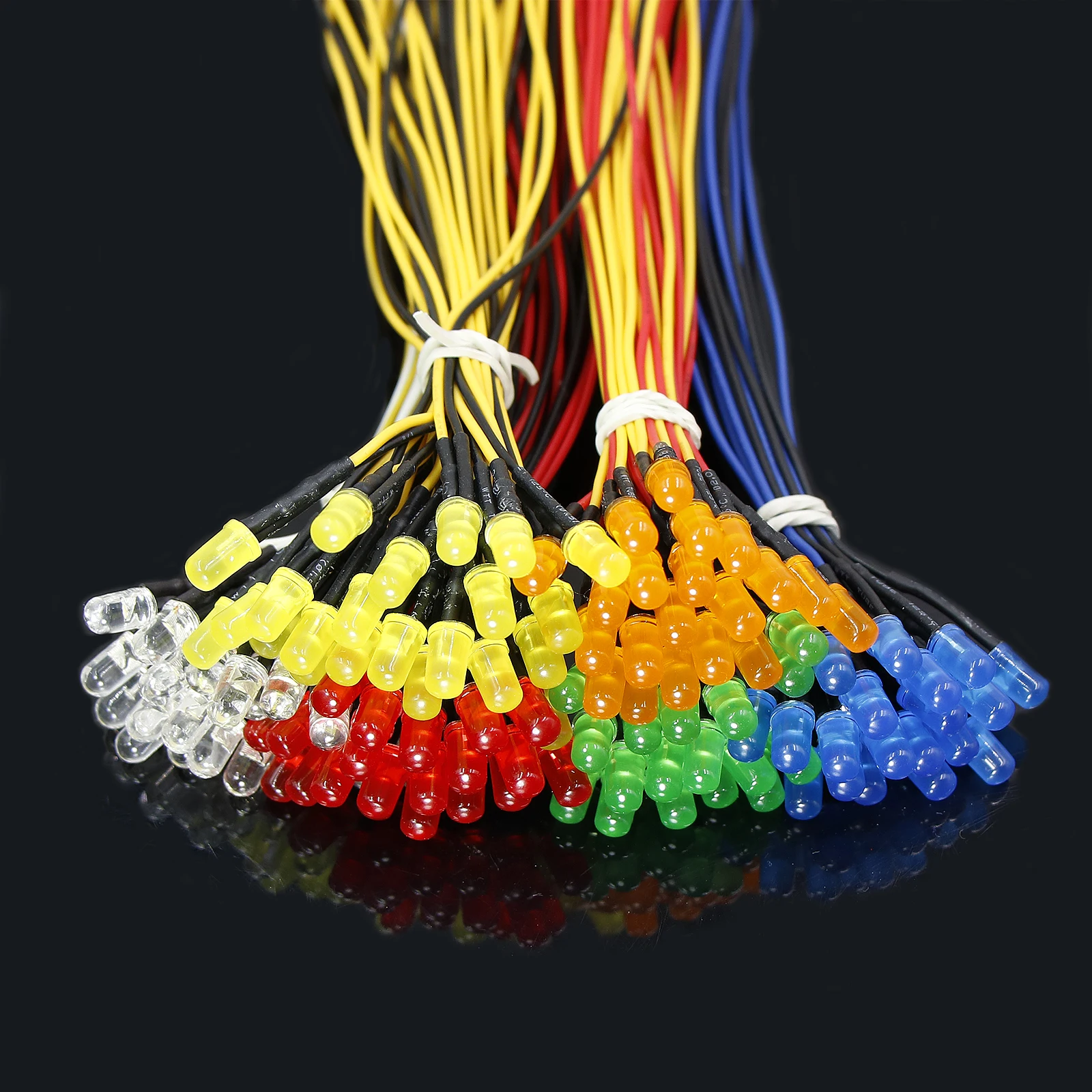 25pcs 12v Prewired Led Diode Lights 5mm Fast Slow Flash RGB Emitting Diodes Lamp DIY Projects White Red Green Blue Orange Yellow Led Light Kit Led Lamp Beads