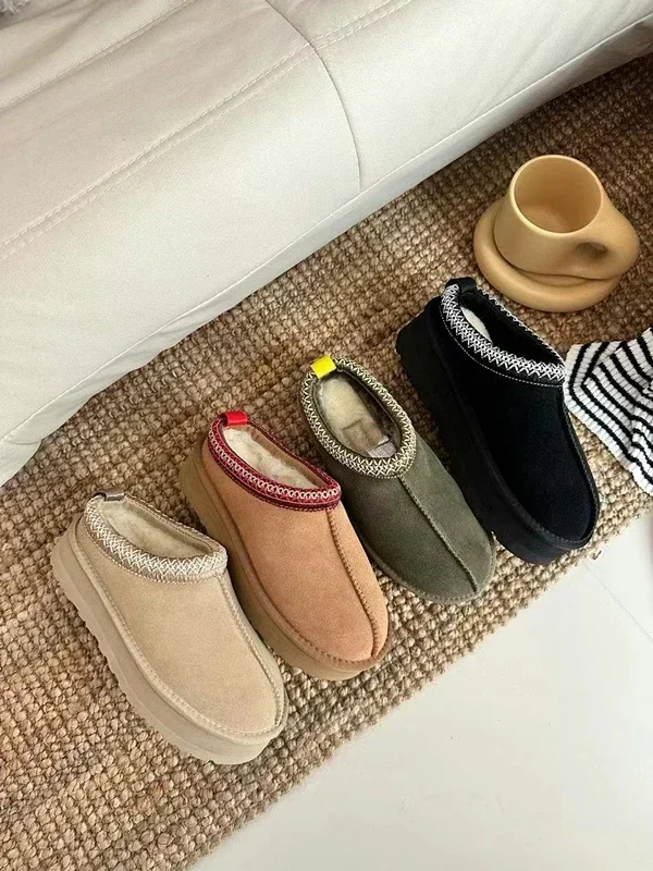 

Женские нескользящие теплые ботинки средней длины, однотонные