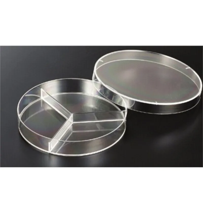 10pcs/lot 90mm Laboratory analysis Disposable Plastic Polystyrene Petri Dishs 3 well,Sterile ,