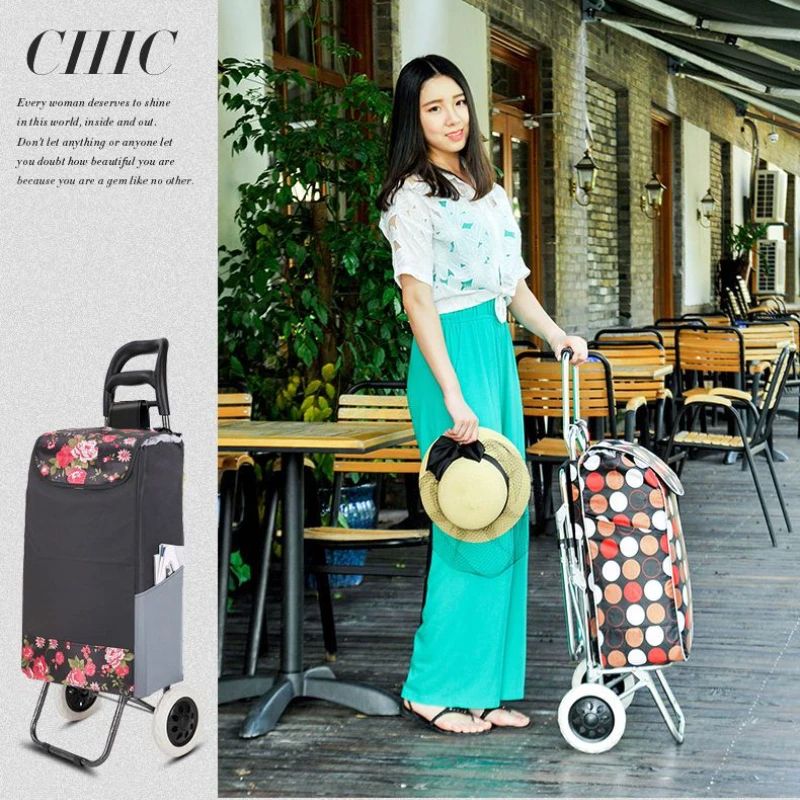 Folding Shopping Bag Cart Portable Grocery Trolley Lightweight