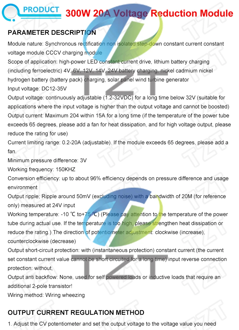 300W 20A DC-DC Buck Converter Step Down Modul Konstantstrom-led-treiber Power Step Down Spannung Modul Elektrolytkondensator – Detail 4