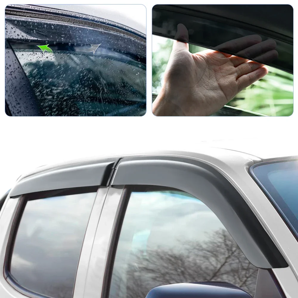 4pcs /Set Sun Rain Guard Window Visor Weathershield FOR ISUZU DMAX 2012- Window Deflector Double Cabin Car Sun Rain Guard