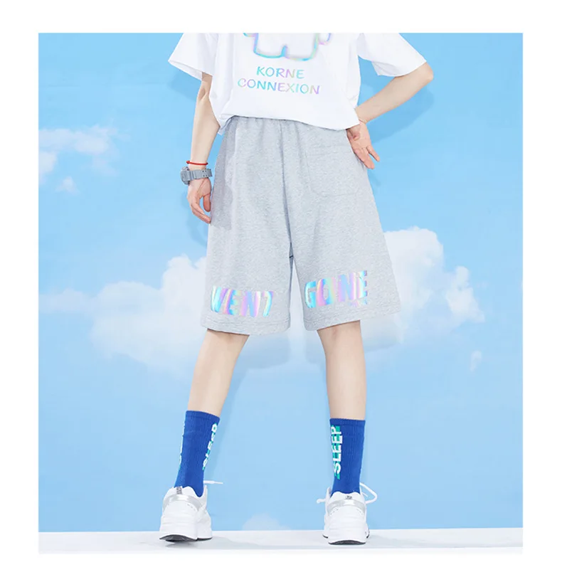 yoga shorts 2022 Summer New Trendy Brand Shorts Women Plus Size Slimming Colorful Reflective Letter Printing Five-point Pants high waisted shorts