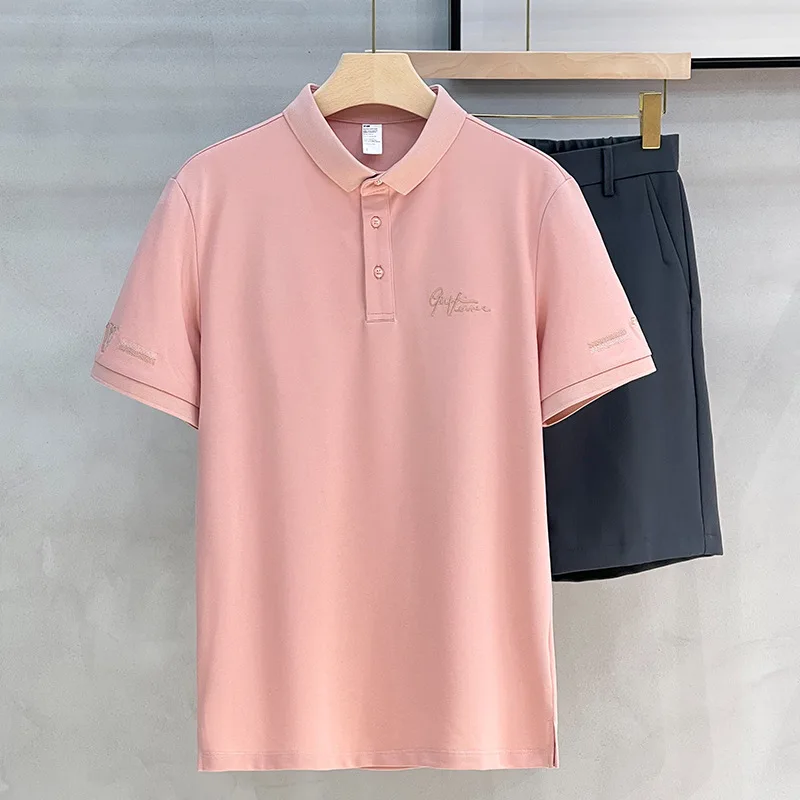 Camisa polo bordada de verano para hombre, manga corta, marca de moda, camiseta de cuello vuelto Pi Shuai para hombre, nueva camiseta de verano 2024