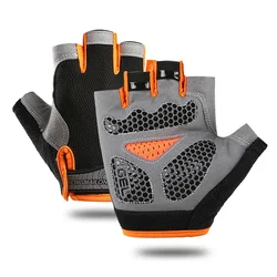 Unisex Anti-Slip Fingerless Cycling and Fitness Gloves - M (Upgraded Orange)