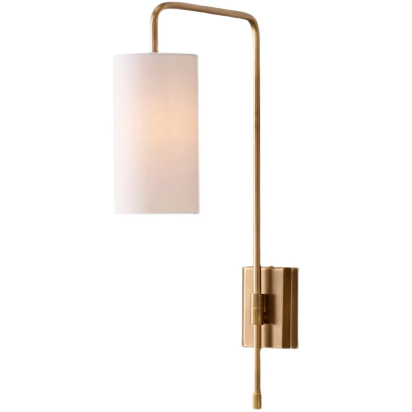 

American country cloth shape long pole wall lamps bedroom living room copper hotel aisle study lighting sconces lights fixtures