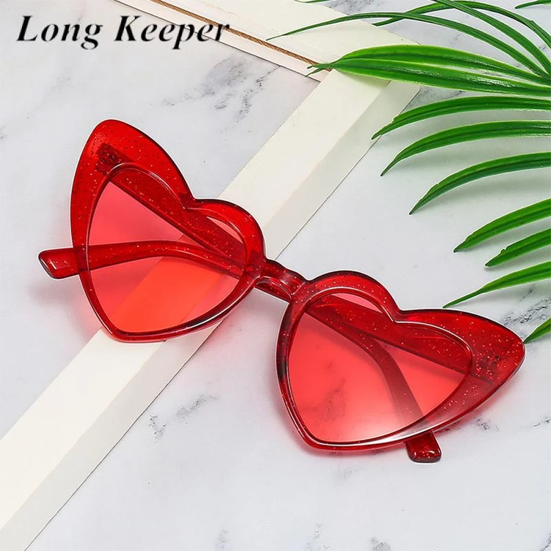 Heart Sunglasses Women Brand Designer Cat Eye Sun Glasses Female Retro Love Heart Shaped Glitter Pink Glasses Lady UV Protection