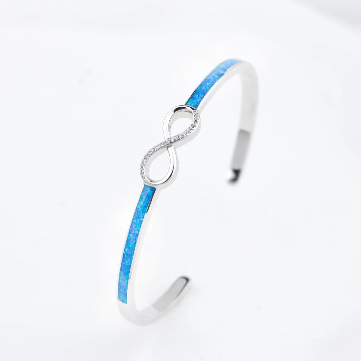 SZ016 New Arrivals Women's Infinite Symbol Bangles Blue Opal Open Bangles 3