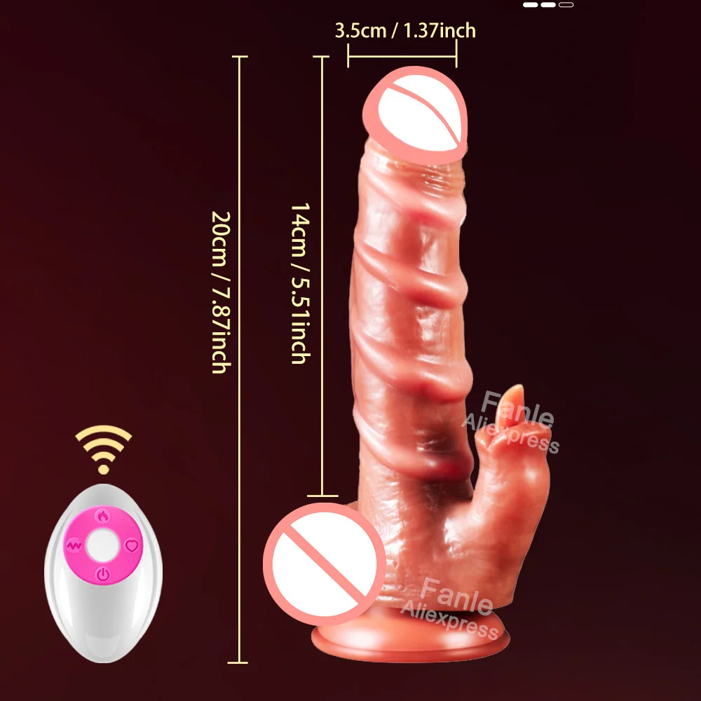 Realistic Dildo Vibrator Telescopic Female Remote Control Vaginal Masturbator Anal Plug Penis Heated Vibrating Sex Toy For Women