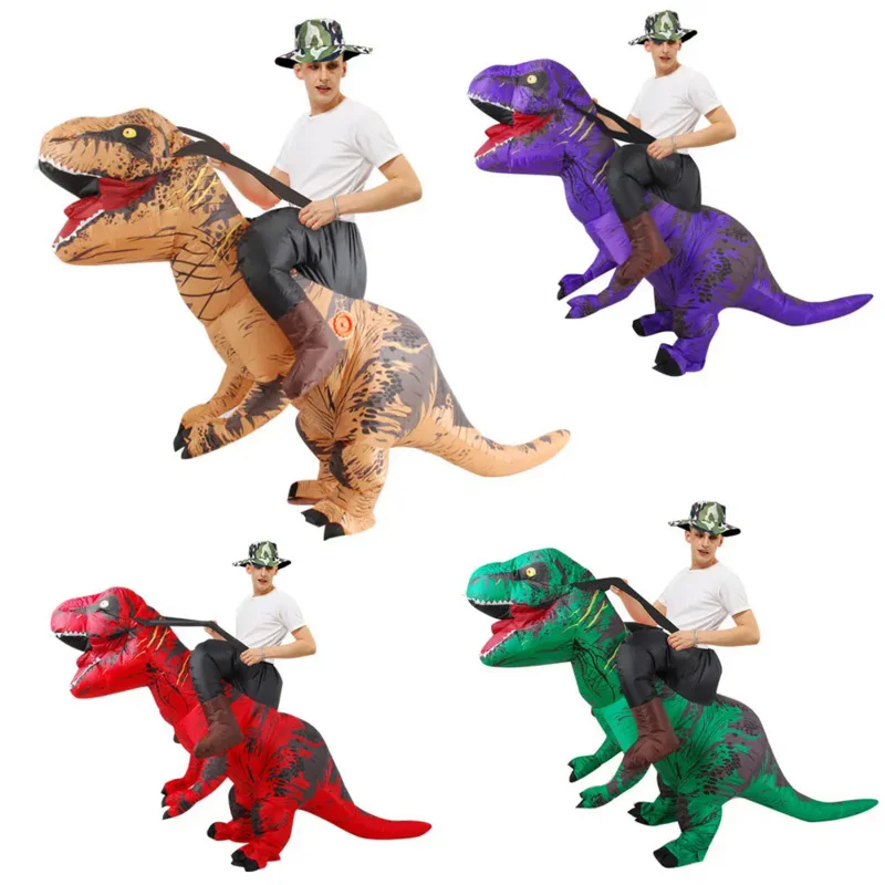 

Fancy Mascot Dinosaur Inflatable Costume for Adult Man Woman Ride on Dino Costumes Halloween Cosplay Dress Christmas T-rex Suit