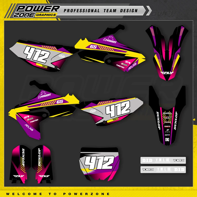 

PowerZone Custom Team Graphics Backgrounds Decals For 3M Stickers Kit For YAMAHA YZ 65 YZ65 2018-2023 Stickers 004
