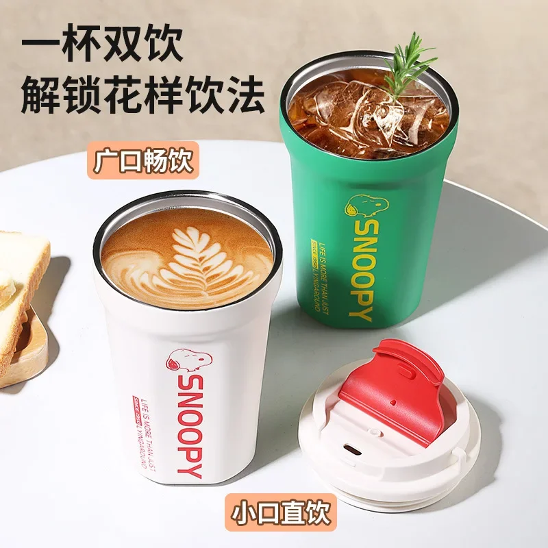 

New Kawaii Anime Cartoon series Snoopy 316 stainless steel thermos cup male and female coffee cup student portable drinking cup