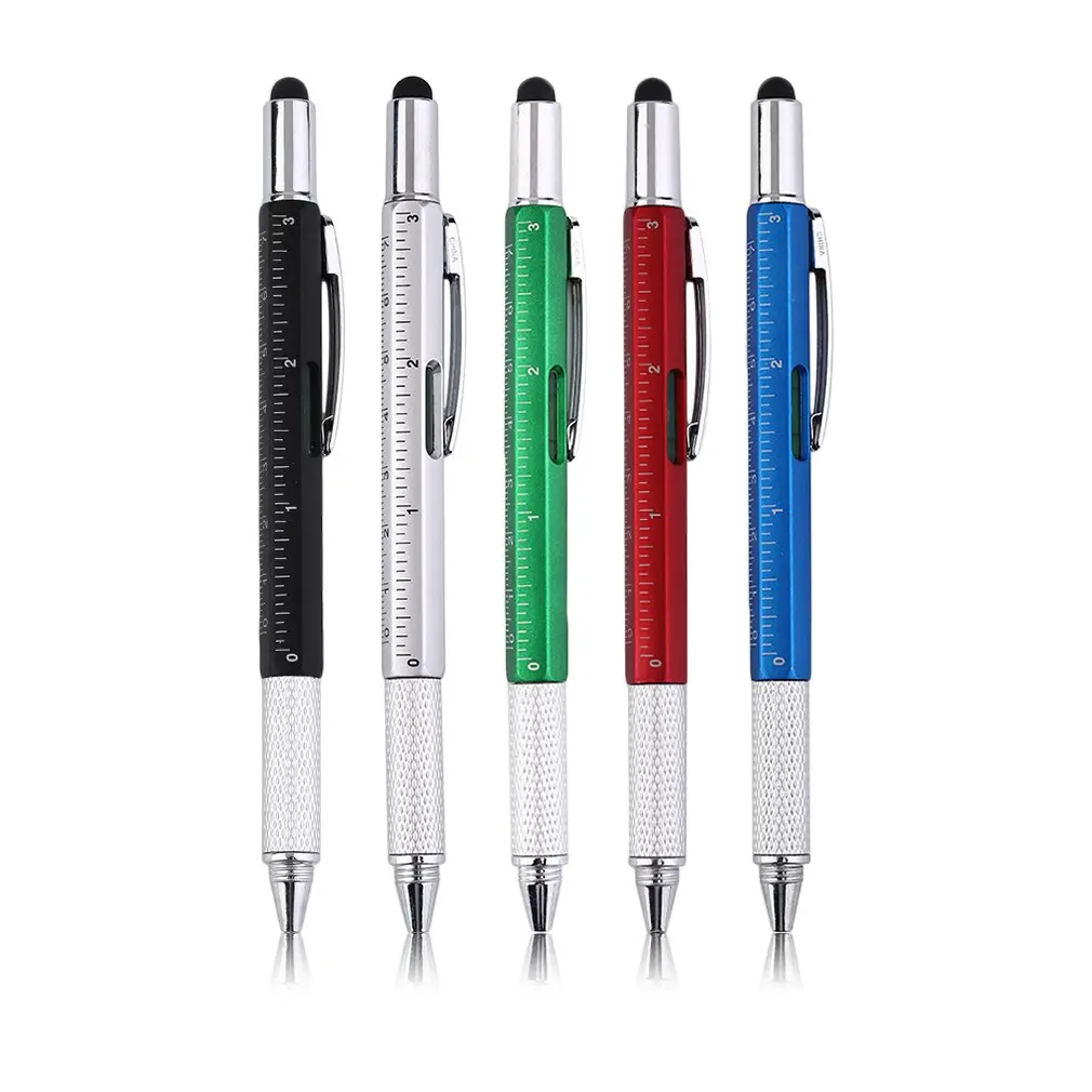 1pcs 6 In 1 Multifunctional Touch Screen Stylus Pen Ballpoint Pen Portable Size Ballpoint Pen With Ruler Screwdriver Pen tingdong 8pcs lot multi color plastic touch screen pen stylus portable pen pencil touchpen set for new nintend 3ds xl ll