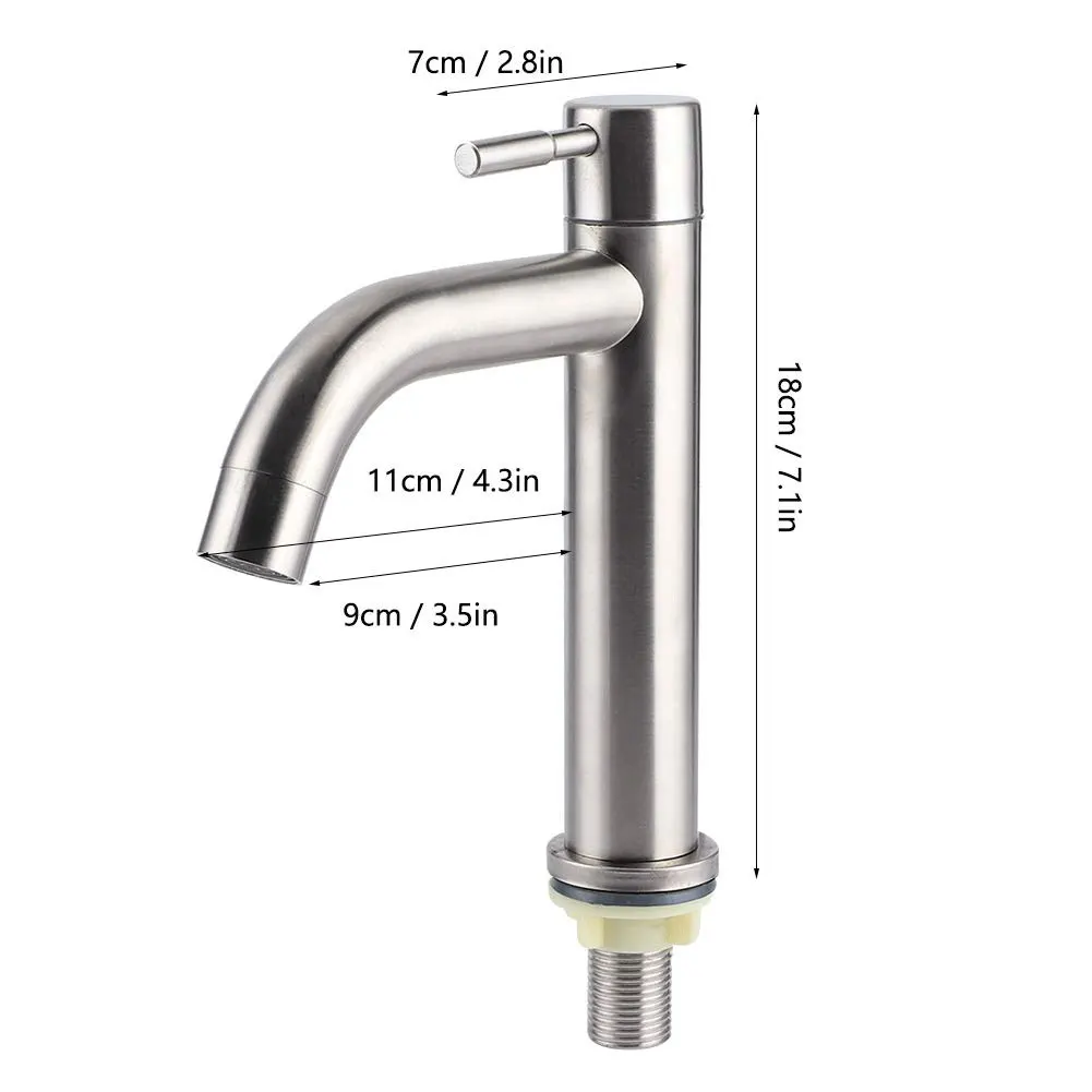 Bathroom Faucet Stainless Steel Single Cold Water Faucet Bathroom Basin Balcony Basin