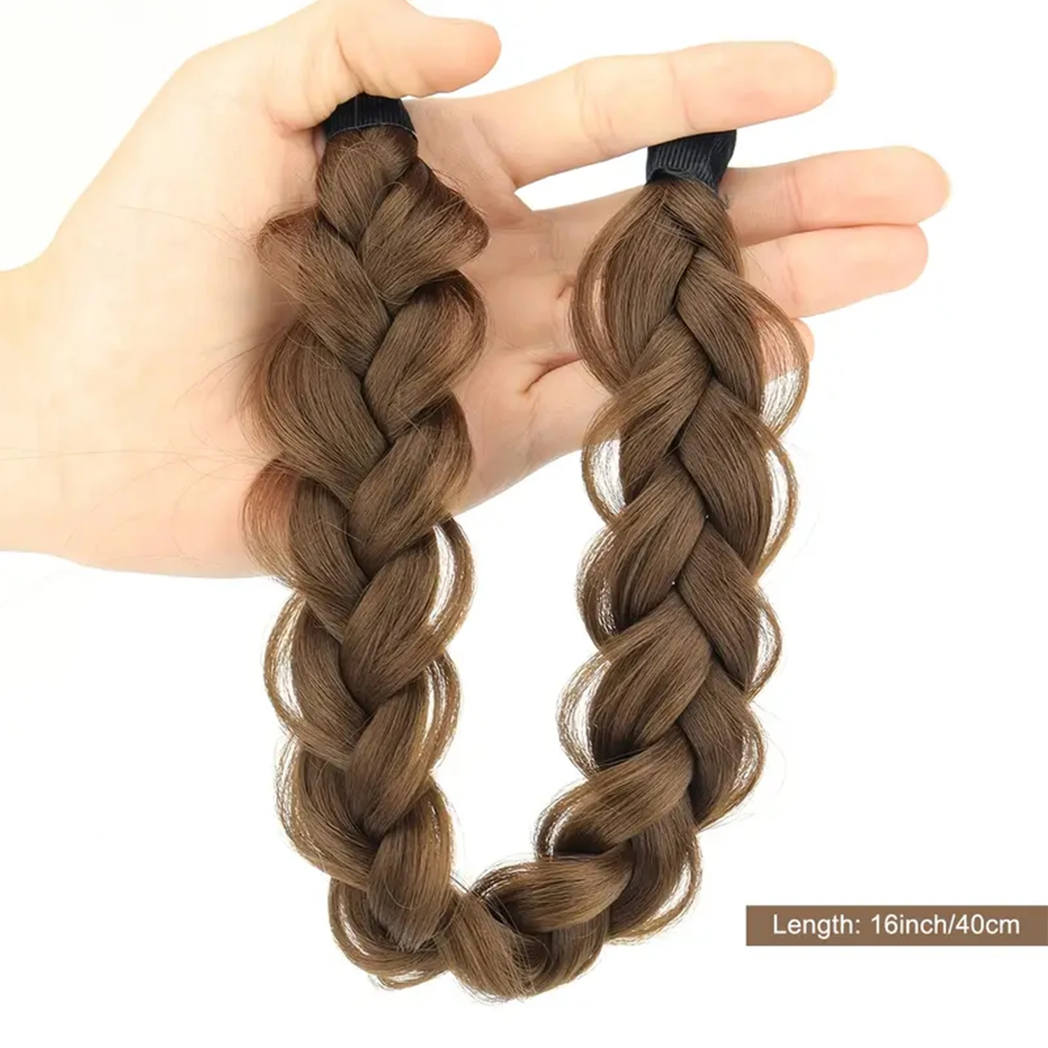 Braided Elastic Band Headband - Stylish Black Brown Hair Accessory