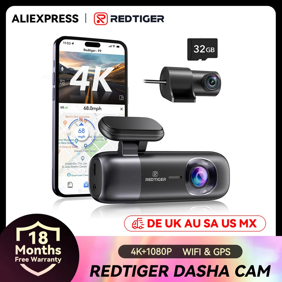Dash Cam REDTIGER F4 Pro 4K Front And Rear, STARVIS Sensor 128gb