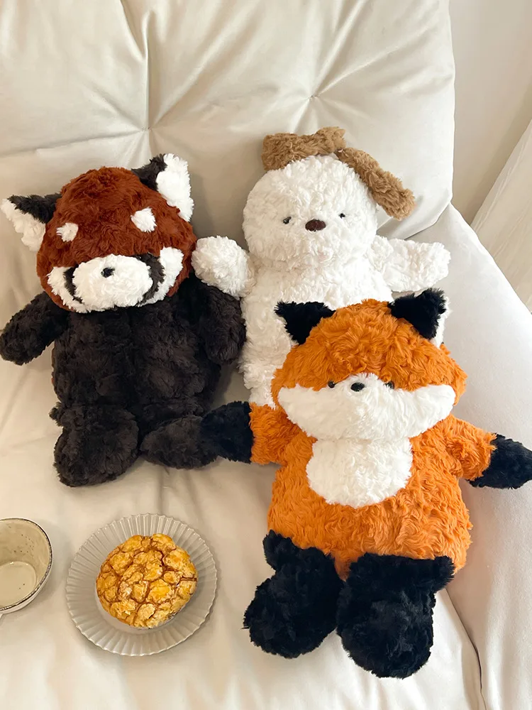 

1pc 3 Types Fluffy Cute Animals Foxes&Panda&Dog Toys Super Lovely Plush Forest Animals Dolls Room Sofa Decor Appease Peluche
