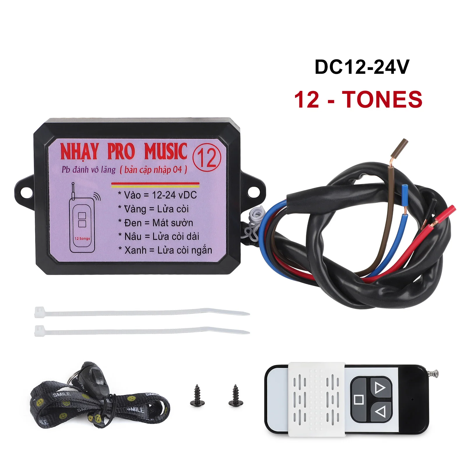12 Tones 12-24V Nhay 3+ Pro Musical Horn Relay With Remote Control For Car Truck Van Motorcycle