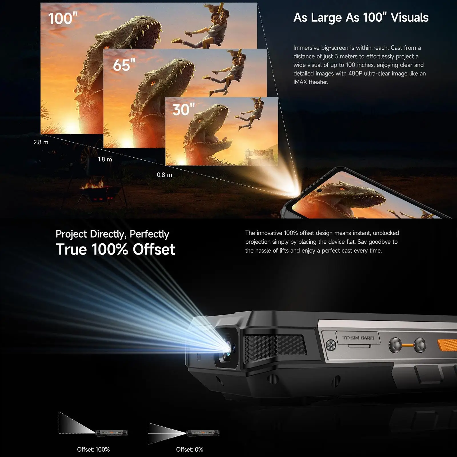 Ulefone Armor 34 Pro 5G AI Rugged Phone 32GB+512GB 25500mAh 6.95" Built-in Projector 120Hz Android 15 MTK 7300 NFC Smartphone