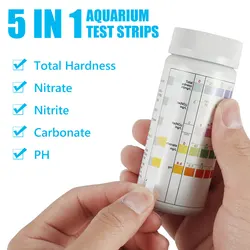Aquarium Water Quality Test Strips - 100 Pack, 7-in-1 Testing Kit for Freshwater & Saltwater pH Levels (5 IN 1)