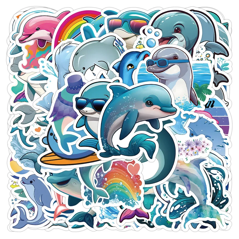 

10/30/50PCS Fashion Cartoon Sea Life Cute Dolphin Cool Graffiti Helmet Skateboard DIY Waterproof Personality Toy Reward Sticker