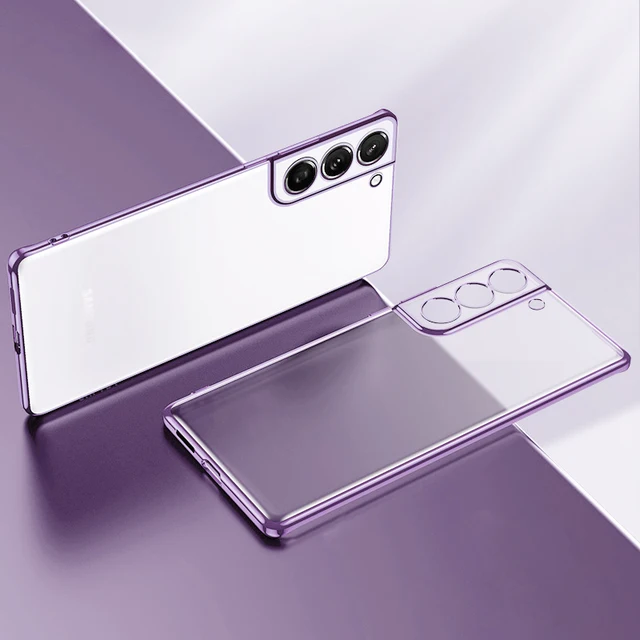Luxury Transparent Soft Silicone Case for Samsung Galaxy S22 S21 Ultra Plus S20 S21ultra S22Ultra Clear Camera Protection Cover purple