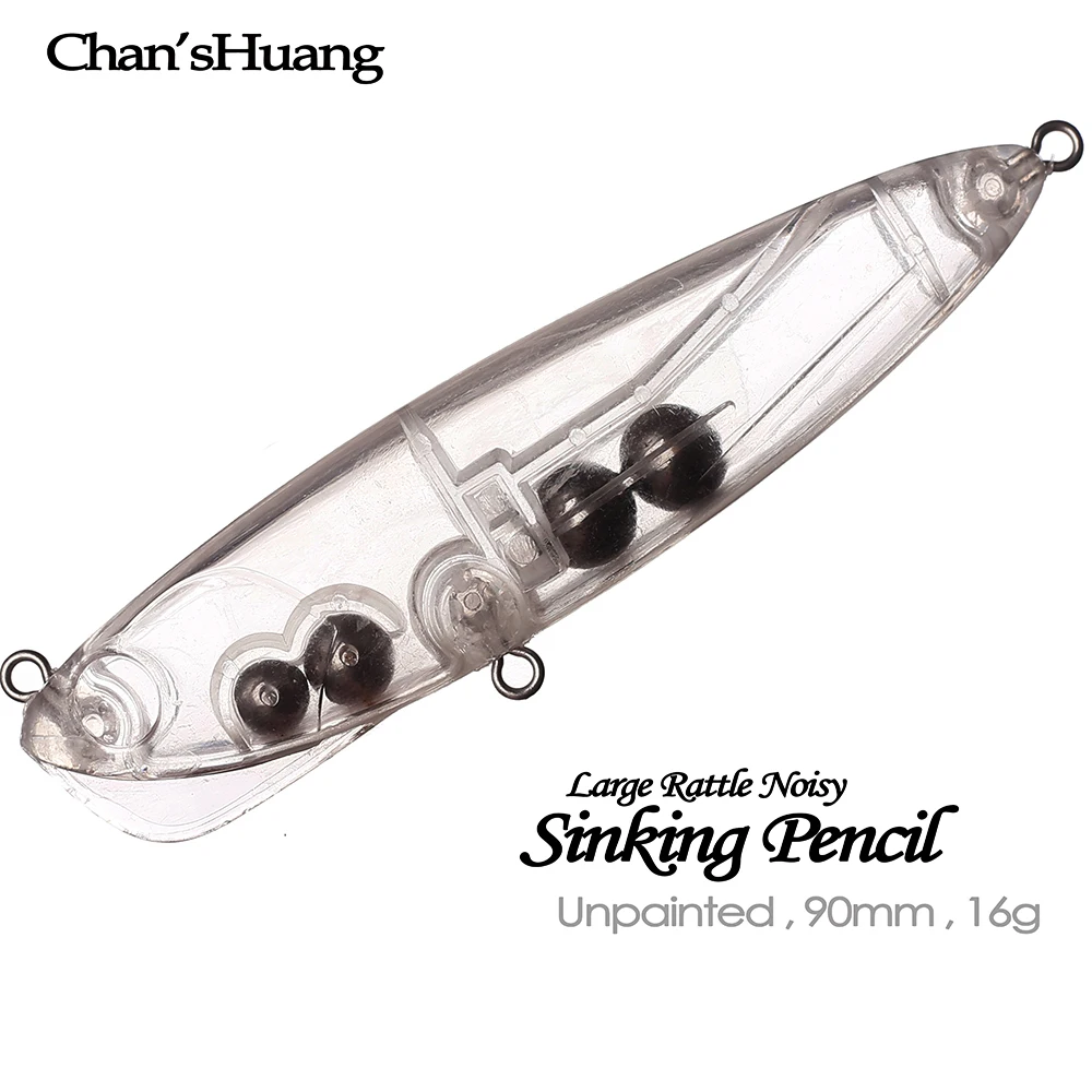 

Chan’sHuang 10PCS Unpainted Blanks Bait 80mm 16g Large Rattle Noisy Sinking Pencil DIY Handmade Artificial Fishing Lure Tackle