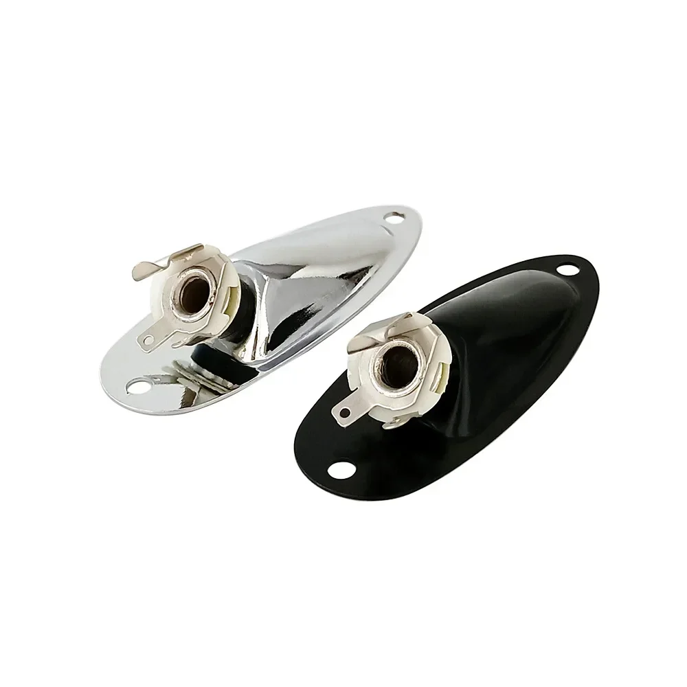 Electric Guitar Jack Plate Replacement For Strat Stratocaster 6.35mm 1/4" Boat Shaped Audio Connector Socket Panel