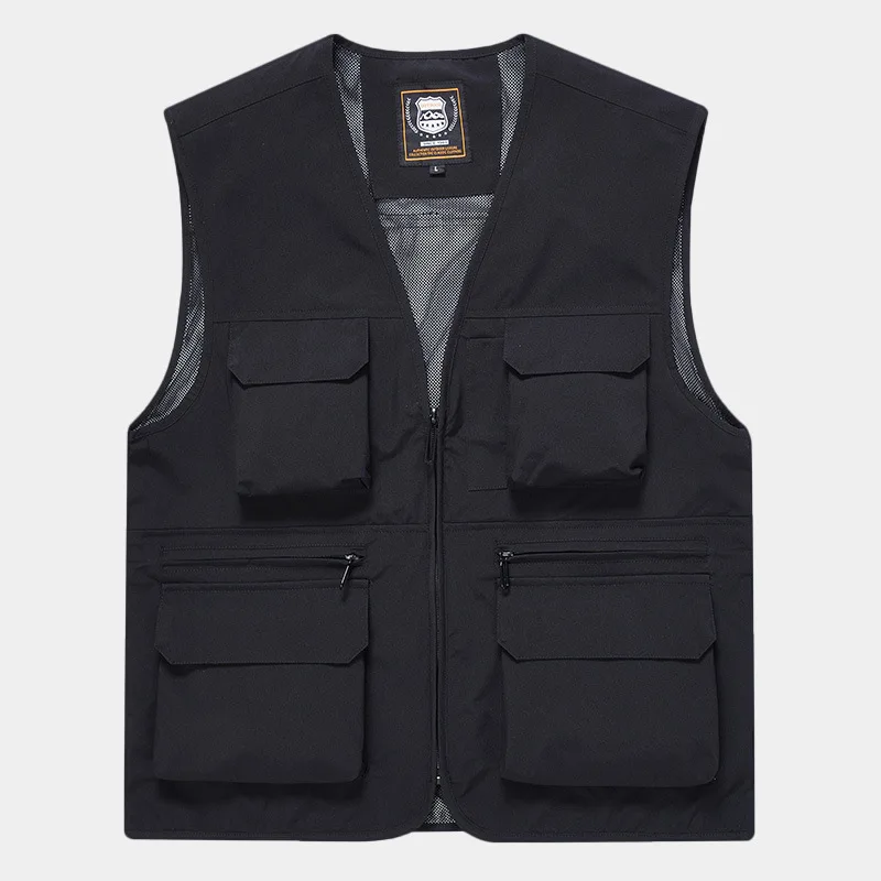 Men's Quick Drying Waterproof Vest Multi Pocket Lightweight Breathable Men Clothing Outdoor Daily Leisure Work Attire Style
