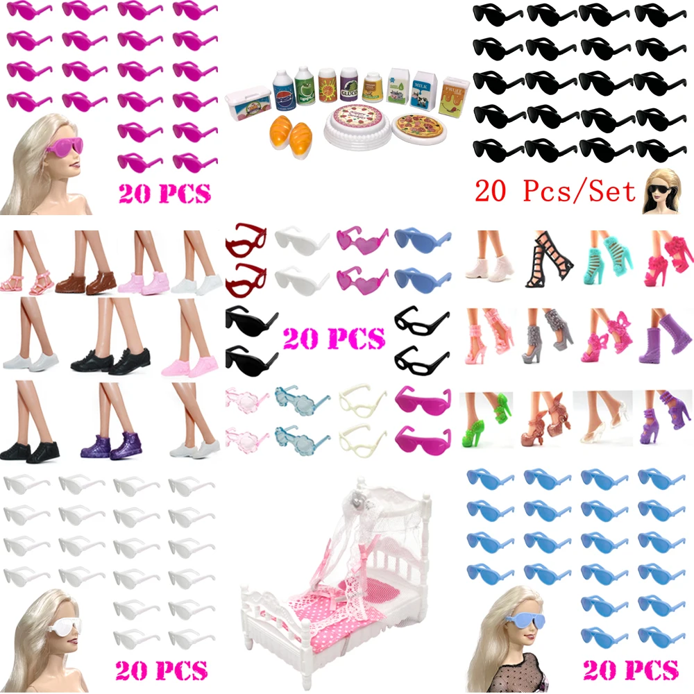 Doll Shoes Pet Sunglasses Doll Eyewear Accessories Doll Accessories Mix Style Fashion Shoes Stocking SunGlasses 1/6 Doll Eyeglasses For Barbie Doll Dollhouse DIY Accessories For Kelly JJ