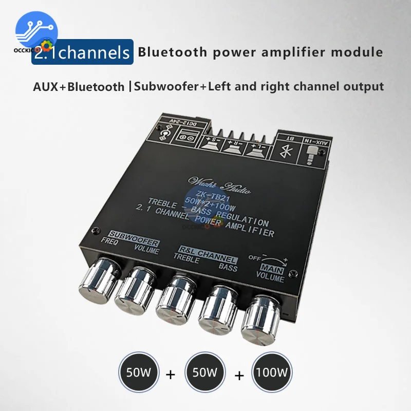 Módulo Amplificador de Potência Digital Bluetooth de Tom Alto e Baixo Subwoofer de Tom Alto e Baixo Zk-ht21 160 Wx2 Mais 220w Tda7498e 2.1 Canais - Image 5