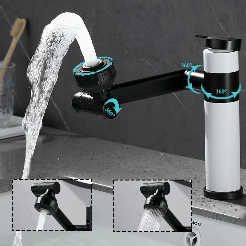 

Basin Faucet Universal Splash Kitchen Sink Bathroom 360 Degree Rotation Tap 304 Stainless Steel Cold & Hot Water Mixer Tapware