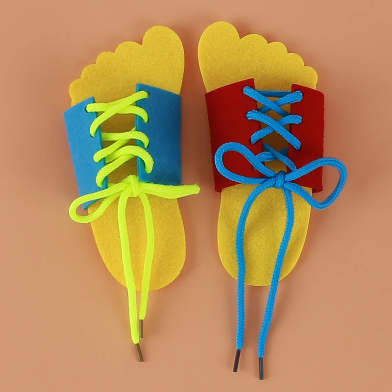 

Clever Children Wooden Lacing Shoes Kids Early Educational Toy Toddler Kids Teaching Tie Shoelaces Toys