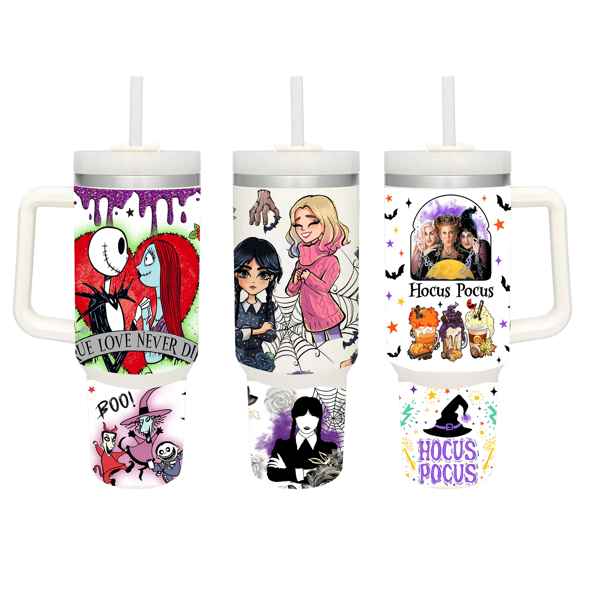 

2Sets Horrible Friends Hocus Pocus Killer Ghosts Tumbler UV DTF Water Sticker Waterproof Cup Wraps Transfers 40oz Uvdtf Wrap