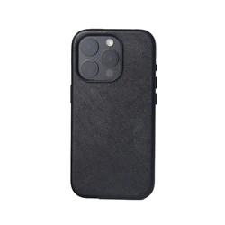 Vintage-Style PU Leather Magnetic Phone Case with Magsafe Wireless Charging and Shockproof Protection for iPhone 16 Pro Max (FMW Black)