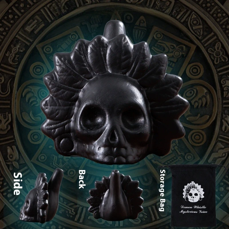 1PCS Aztec Death Whistle Halloween Prop Ceramic Skull Scary Scream