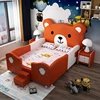 Creative Cartoon Bear Children's Bed Modern Simple Princess Bed Solid Wood 1.5m Single Bed With Guardrail Cama Furniture Home 4