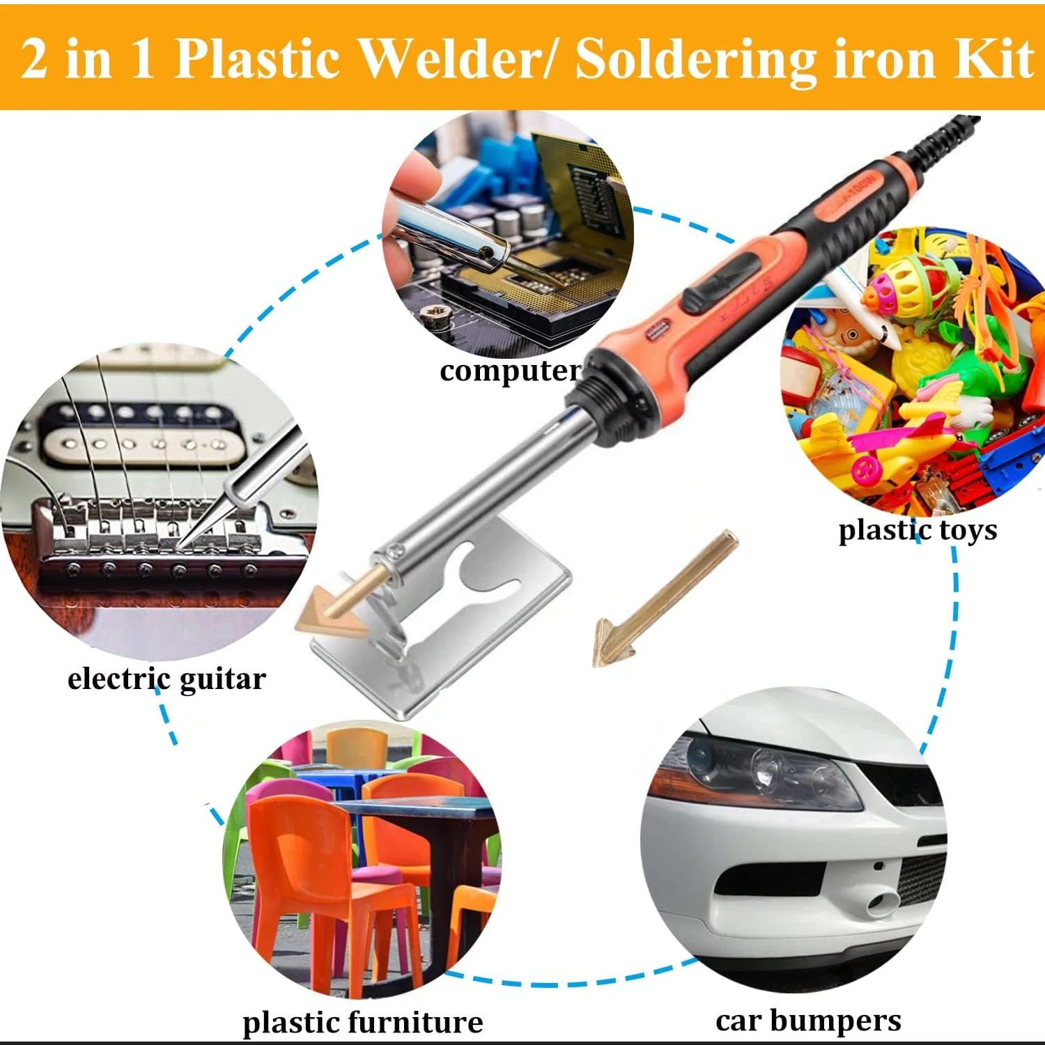 220v/110v portable plastic welding machine welding repair tool soldering iron welding rod welding mesh for car bumper repair 6