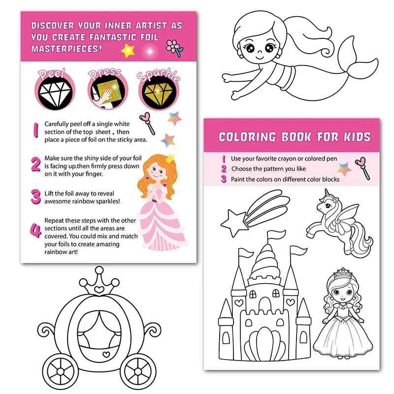 Kids Fun Foil Art Set Montessori Drawing Toy Animal Colouring Book Kindergarten DIY Crafts Creative Activity Toys Christmas Gift 5