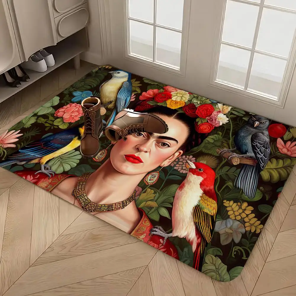빈티지 아티스트 F-Frida K-Kahlo 도어 매트 어린이 방 침실 장식 발코니 미끄럼 방지 도어 매트 거실 도어 매트 지역 러그