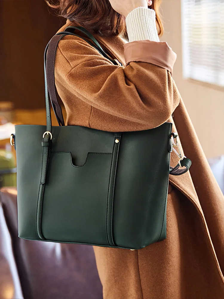 Genuine leather soft leather ladies commuter bag new trend ladies large capacity leather shoulder tote bag hand messenger bag