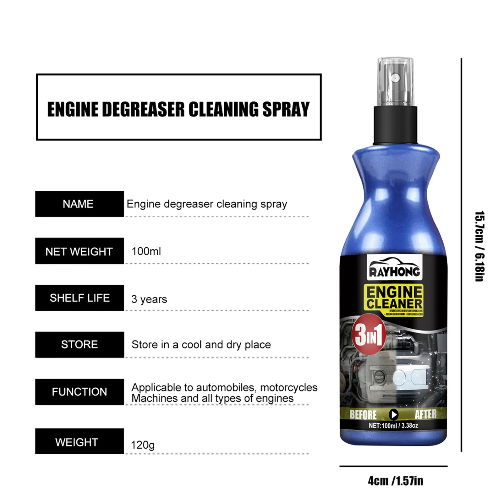 Engine Cleaner Degreaser, Oil Grease Remover Degreaser Cleaner Spray