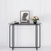 Single Layer Tempered Glass Porch Table - Black Leg Rectangular Console Table - Double Tempered Glass Tea Table 1