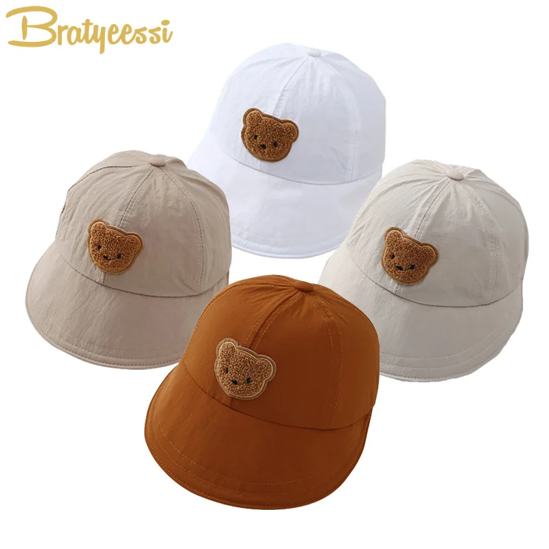 New Bear Kids Sun Hats Quick-dry Autumn Summer Baby Baseball Caps Korean Adjustable Children Hat for Girls Boys Accessories 1-4Y