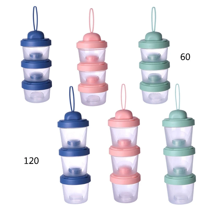 60ml/120ml Milk Powder Storage Box 3 Layers Baby Formula Dispenser Infant Essential Cereal Snacks Container for Toddle Travel