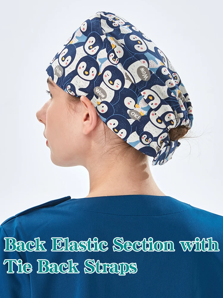 Japanese Thick Cotton Nursing Hat Scrub Caps Headwear Moisture-wicking Chef Veterinary Doctor Penguin Pediatric Work Cap M565