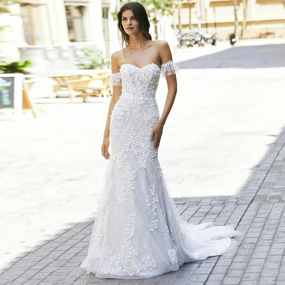 

Женское свадебное платье It's yiiya, белое кружевное платье с открытыми плечами и аппликацией на лето 2019