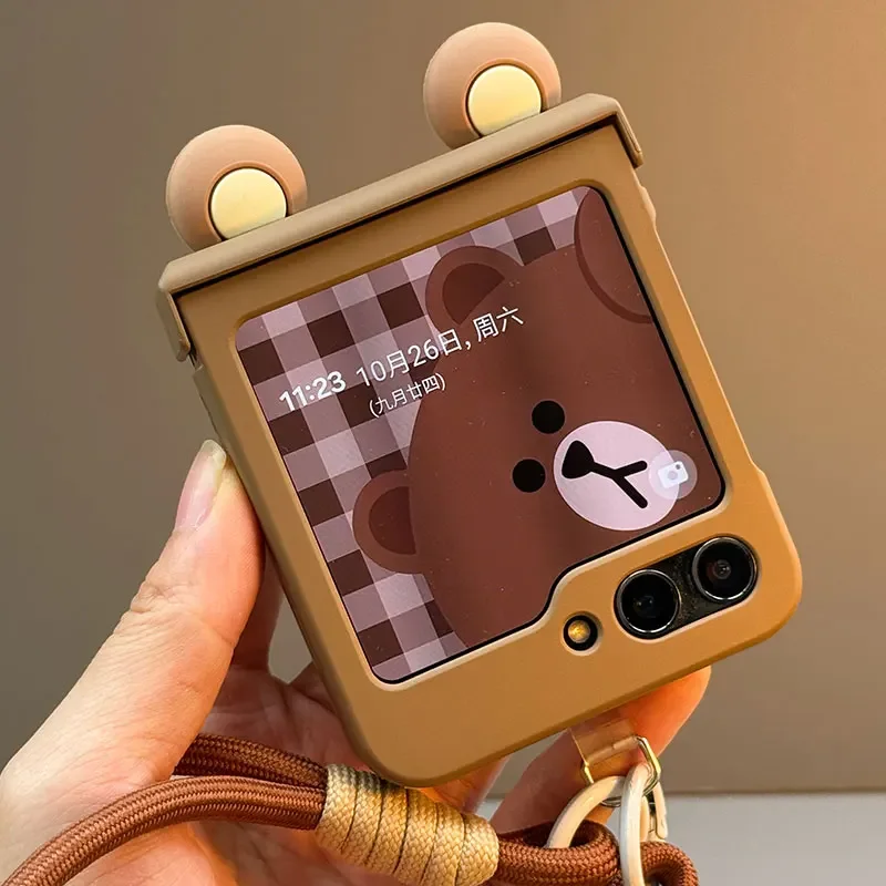 Adorable Ears Hand Strap Hinge Case - Flip Phone Cover