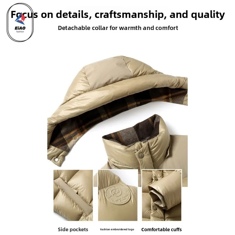 EIAO Winter Light Luxury Down Jacket Men Women Ultra-light 95% White Duck Down Padded Coat Outdoor Hiking Windproof Warm Puffer